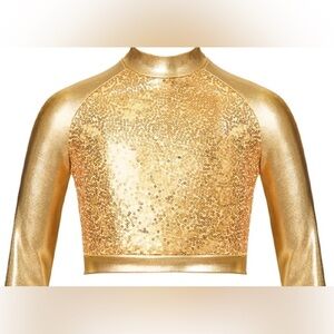 Girls Gold Sequin Top
